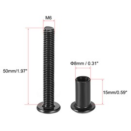 sourcing map 10 Sets Screw Column 5/16 Inch (8 mm) Exterior M6 x 50 mm Strengthening Carbon Steel Black