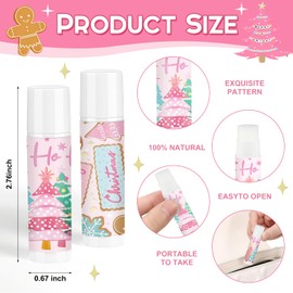 50 Pcs Christmas Lip Balm Bulk Lip Care Moisturizing and Nourishing Lip Balm Christian Religious Holiday Party Gift for Women Girls Coworkers (Pink)