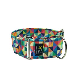 Galguita Amelie Martingale Collar for Dogs, Triangles, Multicoloured, 4 cm Wide, Size M (30-39 cm Circumference)