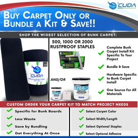 Cuda Boat Trailer Bunk Carpet 12 Inch Wide x 13Ft - Black, Nylon, Glue Down & Staple Down, PREMIUM30, Boat Trailer Carpet, Waterproof, Premium Kit30