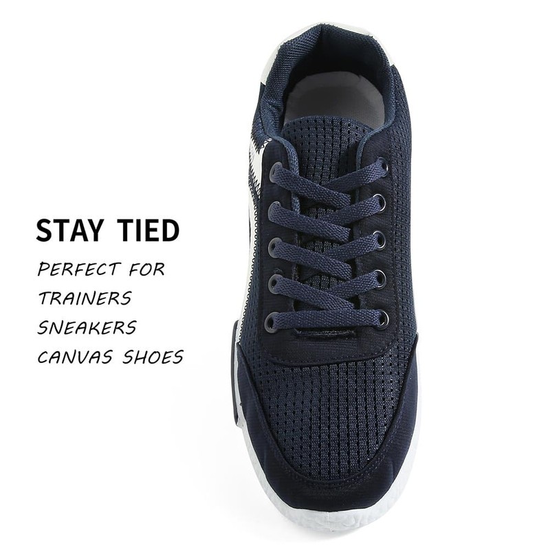 VSUDO VSUDO 100 cm Flat Shoe Laces for Trainers, Navy