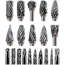20 Pcs Carbide Burr Bits 1/8" Shank Compatible with Dremel Milwaukee Metal Grinding Wood Stone Steel Carving Cutting Engraving Grinder Kit Attachment Rotary Tool Accessories Set Harder Than Diamond