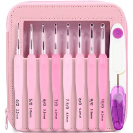 8Pcs Crochet Hook Set, 8 Sizes 2.5mm-6mm Ergonomic Handle Crochet Hooks Kit, Soft Grip Handles Crocheting Needles, Portable Smooth Knitting Needles Kit with PU Bag for Beginners Crochet Lover Gift