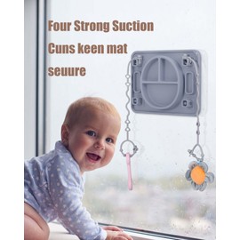 Platinum Food Grade Silicone Plates with Strong Suction for Baby & Toddlers, Baby Placemats with 4 Toy Straps to Secure Baby Essentials, Baby Led Weaning, Self Feeding, Dishwasher Safe (Green)