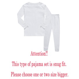Family Feeling Boys Girls Kids Pajamas Solid Colors 2 Piece Pajama Long Sleeve Pyjamas Set Cotton Toddler White Size 3T
