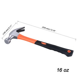 MOUYAT 5 Pack 16oz Claw Hammer with Comfortable Handle - Heavy-Duty Nailing Tool, Framing and Carpenter Use, Secure Grip for DIY Projects