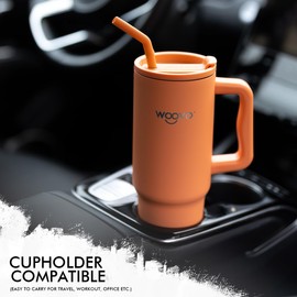 WOOVO 40oz Blue Tumbler with Handle, Tumbler Cups with Lids and Straws, 40 oz Insulated Mug Double Wall Stainless Steel Water Tumbler Keep Cold 34 Hours, BPA Free