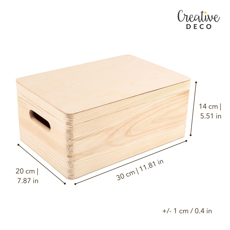 Creative Deco Large Wooden Box, 30 x 20 x 14