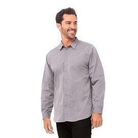 Chef Works Men's Modern Chambray Dress Shirt, Grey, Medium