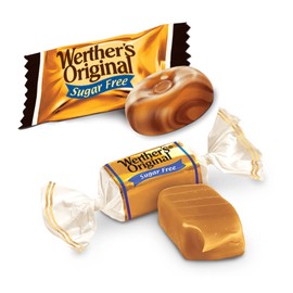 Needzo Werther's Original Sugar Free Chewy Caramels and Chocolate Caramel Hard Candies Bundle, Shareable Bag with individually Wrapped Candies for Goodie Bags, Packo f 2, 2.3 Ounces Each