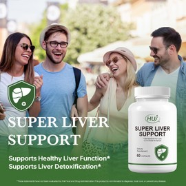 HUJ Super Liver Support -17 in 1 Supplement with Milk Thistle, Artichoke, Turmeric & Dandelion Root - Supports Liver Detoxification & Health - 60 Capsules