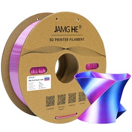 Silk PLA Filament 1.75mm Jamg He Dual Color 1KG, 3D Printer Filament Dimensional Accuracy +/- 0.02mm, 1kg Spool(2.2lbs) 3D Printing Filament Fits for Most FDM 3D Printers (BlueRoseRed)