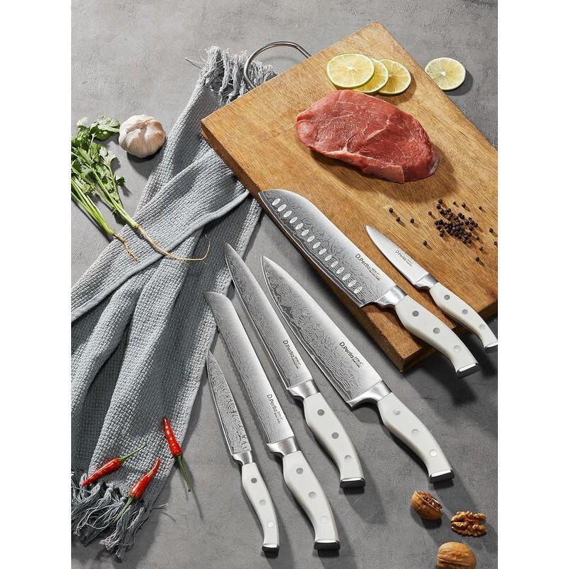 D.Perlla Knife Set, 14 PCS Stainless Steel Kitchen Knives Block