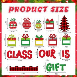 Containlol 48 Pcs Christmas Bulletin Board Decorations Christmas Classroom Bulletin Board Set Xmas Class Gift Boxes Paper Cutouts for Xmas Holiday Birthday Home School Office Wall Party Decor