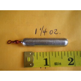 HOME MADE 8 PCS. BOTTOM BOUNCER PENCIL SINKER 1-1/4 OZ. W/#7 RED BARREL SWIVEL