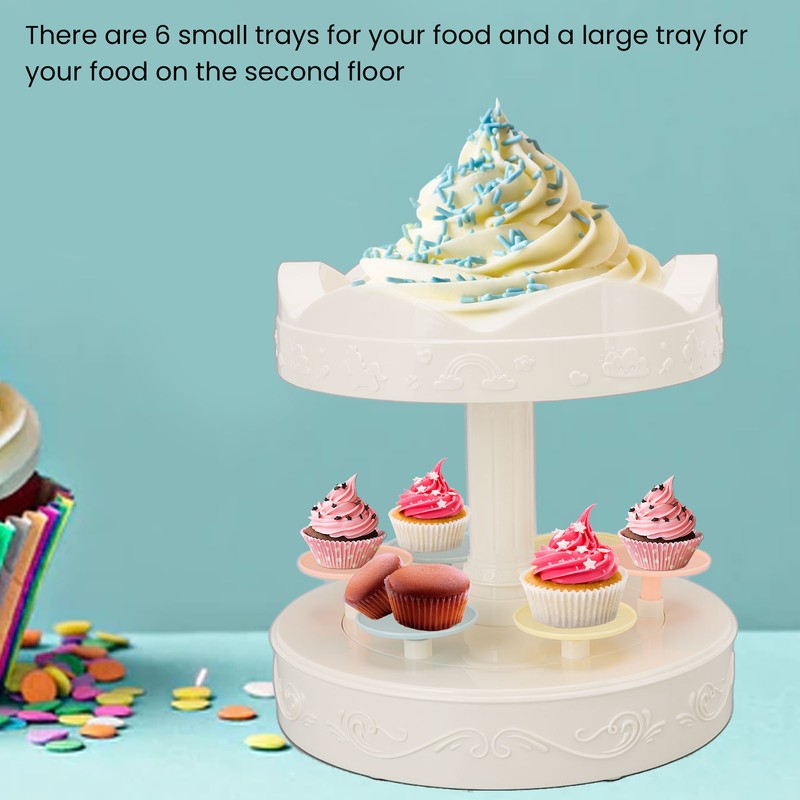 Rotating Dessert Machine Automatic Revolving Double Layer Dessert Display Stand