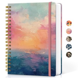 Lined Spiral Notebook Journal for Work, 300 Pages Thick B5 (7.1"x10") College Ruled Journal for Women & Writing, Hardcover Notebook for Note Taking, Perfect for Office Home School Supplies, Sunset