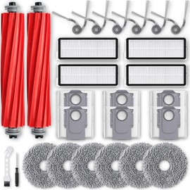26Pcs Replacement Parts Accessories for Roborock Qrevo S Pro/QV 35A/ QV 35S Robot Vacuum Kit, 2 Main Brush, 4 Hepa Filter, 6 Mop Pads, 6 Side Brush, 6 Dust Bags, 1 Screwdriver, 1 Clean Tool