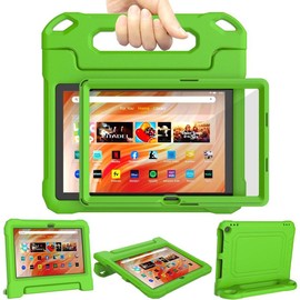 Fire HD 10 & Fire HD 10 Plus Tablet Case(13th/11th Generation, 2023/2021 Release), Lightweight Shockproof Case Built-in Screen Protector with Handle Stand, Not fit Pad - Color: POA-Green