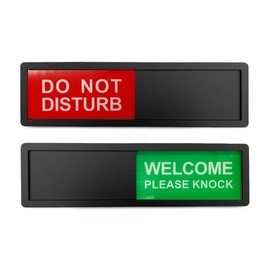 LICQIC Privacy Sign, DO NOT DISTURB/WELCOME PLEASE KNOCK - Sliding Door Sign for Home Office Restroom Conference, Black
