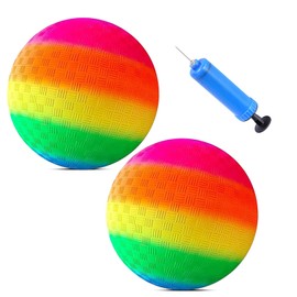KERANEET Pack of 2 PVC Rainbow Ball Bouncy Kickbal Children's Water Ball Beach Ball Children's Play Ball Water Ball Bouncy Ball Children for Backyard Park and Beach Outdoor Fun