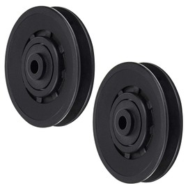 90mm Pulley Wheel Bearing Nylon - Grooved Edge Wearproof Pulleys for Cable Machine Part Home Gym Smith Machine Attachment Weight Lifting Door Garage (Black 2 Pieces)