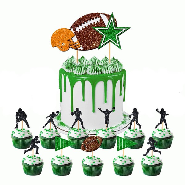 Ulfanit - Toppers para cupcakes de Super Bowl – Púas de rugby para fiesta, para magdalenas, fiestas con temática de fútbol americano, baby shower para niños y hombres, cumpleaños, jubilación,