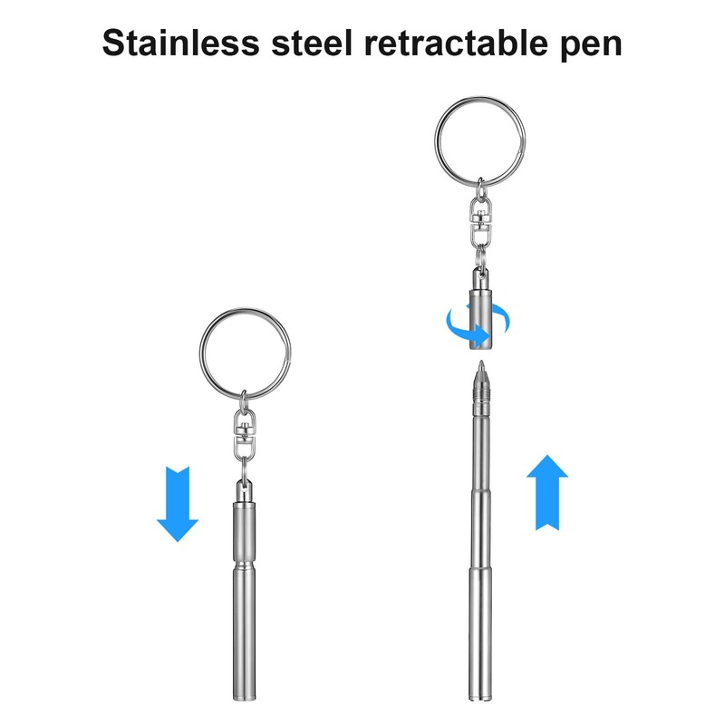Operitacx Retractable Ballpoint Pens with Keychain, mini Pen Tiny with