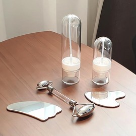 Stainless Steel Gua Sha Face Roller Metal Massage Device Body Care Skin Care Stretching Tool Natural Healing Face Roller / 스테인리스 괄사 페이스 롤러 금속 마사지 기구 바디 케어 피부관리 스트레칭 툴 자연 치유 페이스롤러