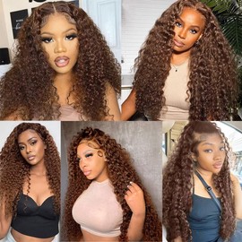 14 14 14 Inch Brown Human Hair Bundles Color 4 Dark Brown Water Wave Human Hair Bundles Double Weft Wet And Wavy Bundles