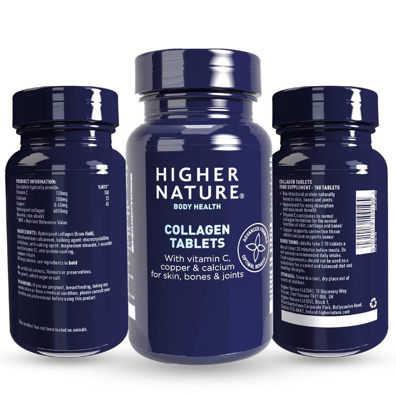 Higher Nature - Collagen Tablets - Hydrolysed Marine Collagen -