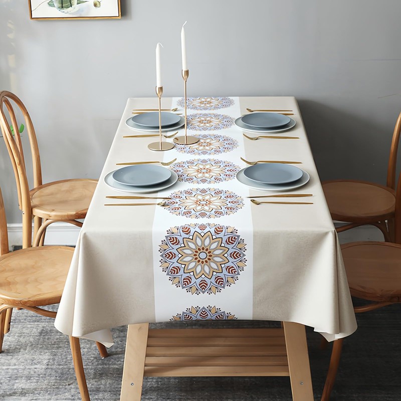 Taoluwin Rectangle Tablecloth, PVC Table Cover, Waterproof & Oilproof Table