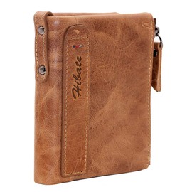 Hibate Men Leather Wallet RFID Blocking Men's Wallets Credit Card Holder Coin Pocket Purse, One_Size, A_brown