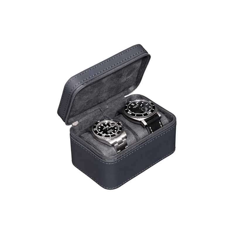 ROTHWELL 2 Watch Travel Case for Men | Compact PU