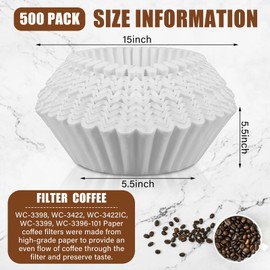 AmazingSpark 500 Pcs Extra Large Coffee Filters 15In X 5-1/2In Disposable White Commercial Paper Filters for Coffee Brewing, Restaurants, Large Brewers, No Overflow, No Tearing