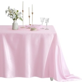 Jyswx Rectangle Tablecloth 150x300cm – Pink Table Cloth Party Machine Washable, Durable Polyester Table Cover for Weddings, Dining, Parties & Events