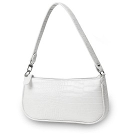 Camilife Women's Vintage Handbag with Chic Crocodile Embossed Print, Small Shoulder Bag Women, Women's Shoulder Bag, Woman Vintage Shoulder Mini Bag, White