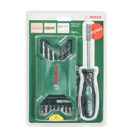 Bosch 15+1-Piece Mini X-Line Mixed Set + Screwdriver (for Wood and Stone, Drill Driver/Screwdriver Accessories)