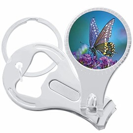 Butterfly Flowers Nail Clippers Plus Bottle Opener Keychain