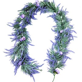 Guirnalda de flores artificiales de lavanda – Glicinas falsas de 6 pies y vides colgantes de seda para el hogar, arco de boda, jardín, decoración de mesa de pared para todas las estaciones y uso en