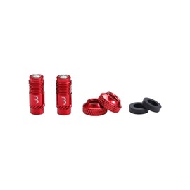 BBB Cycling CoreCap Universal Valve Upgrade Set - 300% More Airflow - High Volume Presta to Schrader Converter - Suitable for All Pumps - 2 Pack - Red - BTI-165