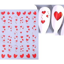 6 Sheets Valentine's Day Nail Art Stickers Heart Nail Decals Love Heart Nail Stickers Holiday Nail Art Design Supplies Gold and Red Heart Stickers Acrylic Nail Decoration for Women and Girls