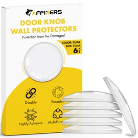AFFIXERS Clear Door Stoppers for Wall – Self Adhesive Door Knob Wall Protector, Door Slam Stopper, Door Handle Bumper Guard (Medium -2" (6 Pack))