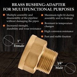 Adapter Nipple 3/4" Male x 1 “ Female Pipe Fitting NPT - Brass Adapter 3/4 inch x 1inch Female