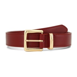 Tanpie Women's Casual Belts with Gold Buckle for Jeans Pants Dresses Burgundy Red Ladies Stitched Waist Belt