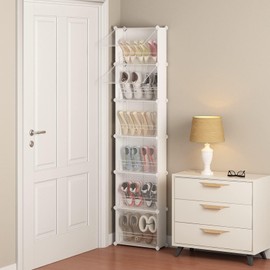 MAGINELS 6-Tier Slim Shoe Storage,Narrow Shoes Rack,Hidden Closet Organizer for Small Spaces,Tall shelf for Wall Behind Door,Entryway,White