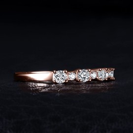 JewelryPalace Classic Cubic Zirconia Wedding Rings for Women, Half Eternity 925 Sterling Silver 14K Rose Gold Plated Promise Ring for Her, Round Cut Simulated Diamond Anniversary Band Ring Size 10