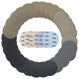 Sandpaper, Pack of 30 Wet Sandpaper, Water Sandpaper, Fine Sandpaper, Grit 1000/1500/2000/3000/4000/5000, Wet and Dry, No Hole Round for Car, Metal, Wood