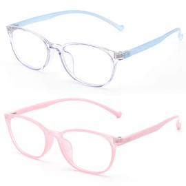 Rofusn Blue Light Glasses Used For Computer PC TV - 2 Pairs Glasses Against Blue Light Calm UV Filter For Youth, Type1