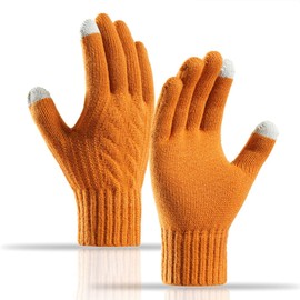Winter Touch Screen Gloves - Womens Thermal Gloves Thickened Knitted Gloves Mittens Soft Warm for Girls Ski Cycling Running Gifts UK (Yellow)